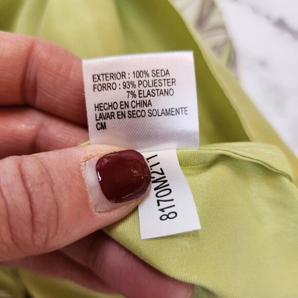 NWT Gianni Bini 100% Silk Y2K Nineties Tank Top Blouse Smocked Lime Green Size 8 - Picture 8 of 8